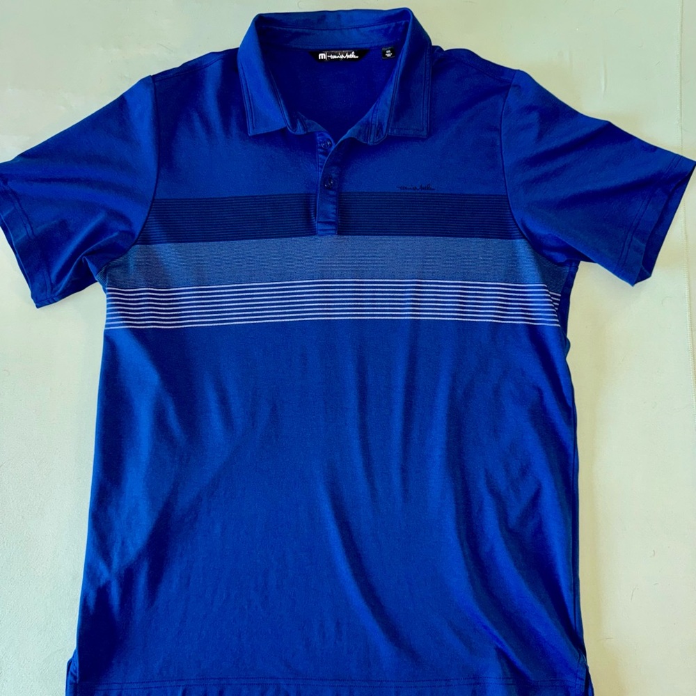 Travis Mathew Blue Striped Polo Shirt